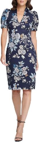Vince Camuto Women's Printed Sheath Dress, Navy, 8 in Saudi Arabia