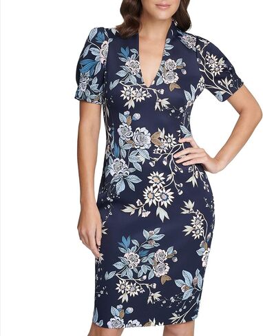 Vince Camuto Women's Printed Sheath Dress, Navy, 8 in Saudi Arabia