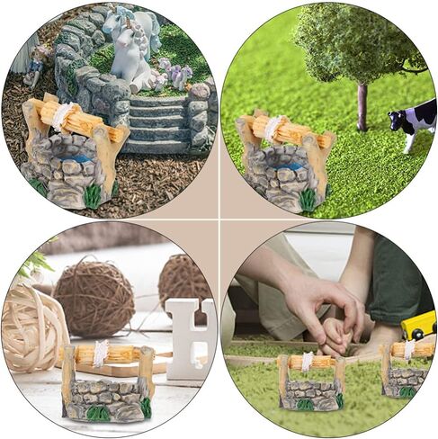 BESPORTBLE Miniature Water Well Figurine: 8Pcs Resin Fairy Garden Accessories, Tiny Water Well Micro Landscape Ornaments Kit for DIY Craft Dollhouse Decorative Accessory in Kuwait