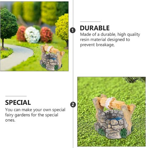 BESPORTBLE Miniature Water Well Figurine: 8Pcs Resin Fairy Garden Accessories, Tiny Water Well Micro Landscape Ornaments Kit for DIY Craft Dollhouse Decorative Accessory in Kuwait