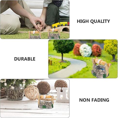 BESPORTBLE Miniature Water Well Figurine: 8Pcs Resin Fairy Garden Accessories, Tiny Water Well Micro Landscape Ornaments Kit for DIY Craft Dollhouse Decorative Accessory in Kuwait
