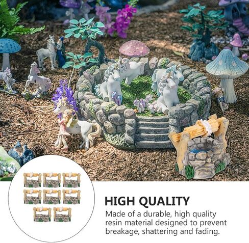 BESPORTBLE Miniature Water Well Figurine: 8Pcs Resin Fairy Garden Accessories, Tiny Water Well Micro Landscape Ornaments Kit for DIY Craft Dollhouse Decorative Accessory in Kuwait