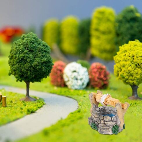 BESPORTBLE Miniature Water Well Figurine: 8Pcs Resin Fairy Garden Accessories, Tiny Water Well Micro Landscape Ornaments Kit for DIY Craft Dollhouse Decorative Accessory in Kuwait