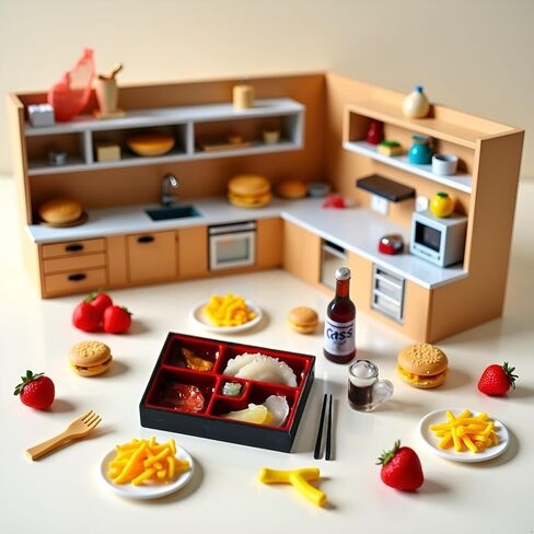 1 Set Dollhouse Fast Food Delicate DIY Tiny 1:12 Dollhouse Miniature Food Set Dollhouse Accessories in Saudi Arabia