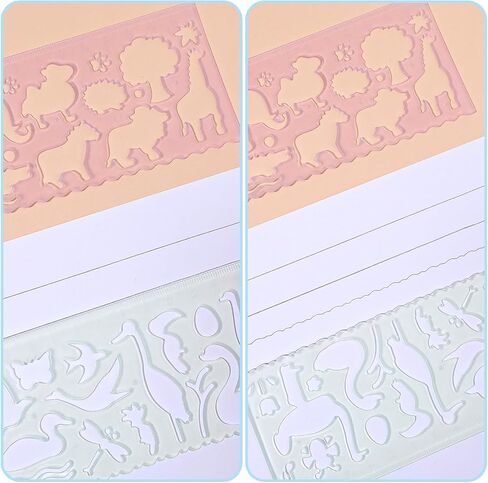 8pcs stencils Kids for Drawing ، واضحة الحاكم على شكل حيوانات الحيوانات أدوات صياغة أدوات القياس البلاستيكية حكام لوازم الرسوم المدرسية المكتبية in Saudi Arabia