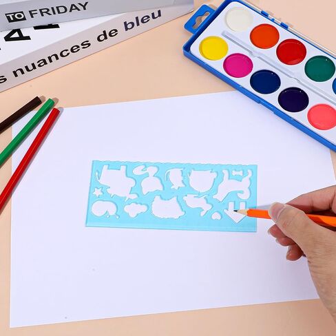 8pcs stencils Kids for Drawing ، واضحة الحاكم على شكل حيوانات الحيوانات أدوات صياغة أدوات القياس البلاستيكية حكام لوازم الرسوم المدرسية المكتبية in Saudi Arabia