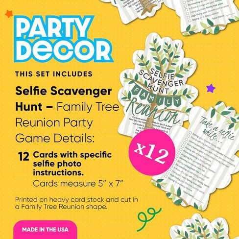 Big Dot of Happiness Tree-Shaped Family Reunion Selfie Scavenger Hunt Cards - Interactive Party Game, 12 Premium Cardstock Photo Challenge Cards in Saudi Arabia