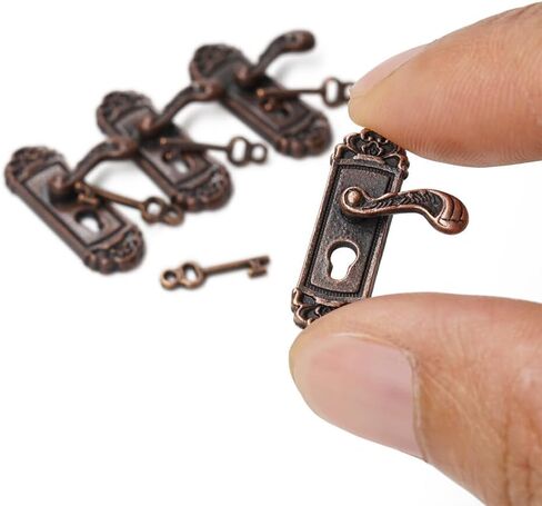 Odoria 1/12 Miniature Door Handle 2 Pair Left and Right Handles Dollhouse Decoration Accessories, Bronze in Saudi Arabia