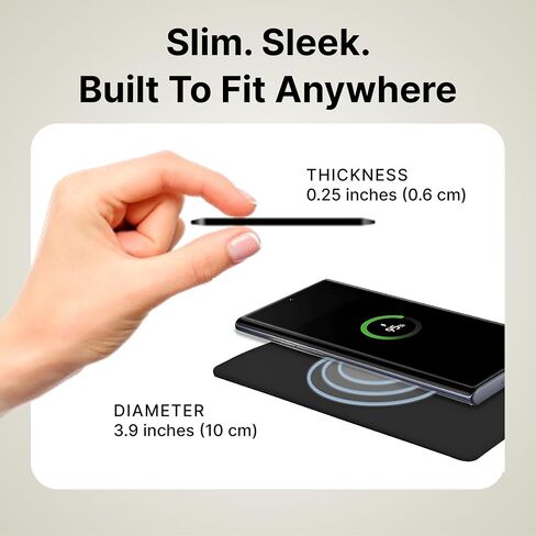 Ultra Slim Wireless Phone Charger by It’s Just Smart, Round Universal Charger for Qi Enabled Phone, iPhone 15 14, Galaxy S24 S23, Android, Samsung, and Google Pixel, Cordless, Fast Charging Phone Pad in Saudi Arabia