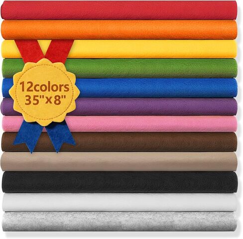 Large Stiff Felt Sheets Bundle, Felt Fabric Sheets for Crafts 12 Rolls 8"x35" Assorted Rainbow Colors for DIY Craft Sewing Squares Nonwoven Patchwork, Colorful Serise in Saudi Arabia