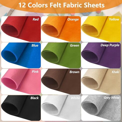 Large Stiff Felt Sheets Bundle, Felt Fabric Sheets for Crafts 12 Rolls 8"x35" Assorted Rainbow Colors for DIY Craft Sewing Squares Nonwoven Patchwork, Colorful Serise in Saudi Arabia