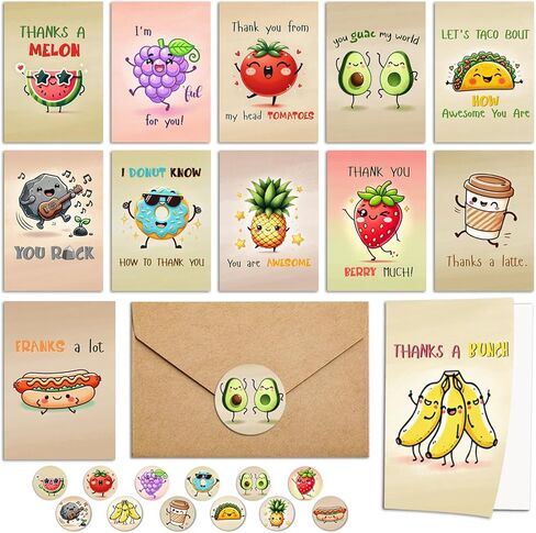 Thank You Cards - بطاقات تقدير ملهمة مع الأظرف والملصقات - بطاقات المعايدة التحفيزية للنساء والمعلمين وزملاء العمل والأصدقاء - فارغة داخل 12 حزمة (Thank You Cards) in Kuwait