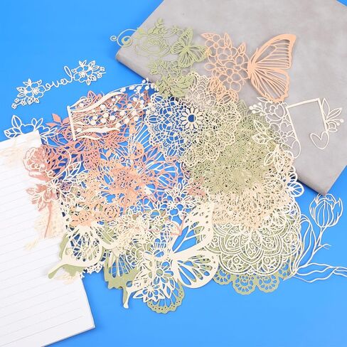 30 PCS Scrapbooking Paper Paper Paper Vintage Cutout Lace Paper Butterfly Floral Round Cutout Decoupage Decoupage Securder Scupors for DIY Crafts Wedding Decoration Mound in Saudi Arabia