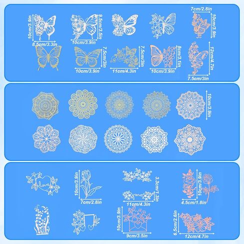30 PCS Scrapbooking Paper Paper Paper Vintage Cutout Lace Paper Butterfly Floral Round Cutout Decoupage Decoupage Securder Scupors for DIY Crafts Wedding Decoration Mound in Saudi Arabia