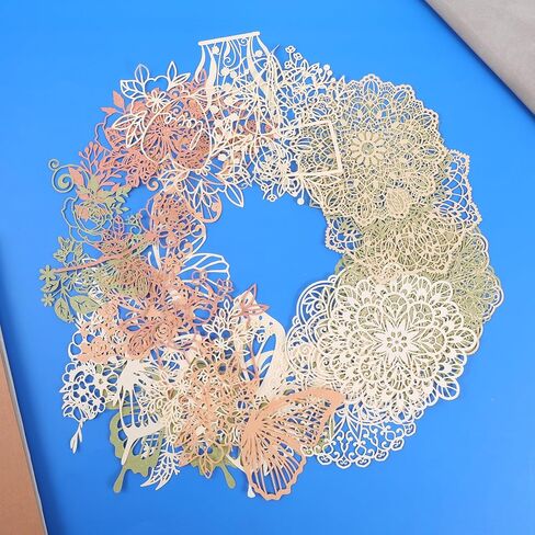 30 PCS Scrapbooking Paper Paper Paper Vintage Cutout Lace Paper Butterfly Floral Round Cutout Decoupage Decoupage Securder Scupors for DIY Crafts Wedding Decoration Mound in Saudi Arabia