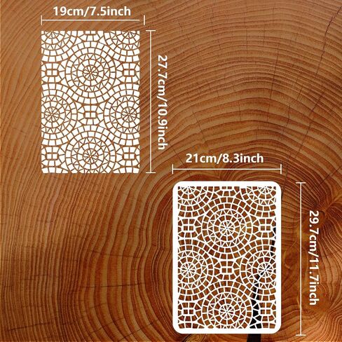 FINGERINSPIRE Holtz Mosaic Stencil 11.7x8.3 Inch Template - Plastic Geometric Circle Pattern, Reusable Layering for DIY Art - Painting on Wood, Floor, Wall Fabric in Saudi Arabia