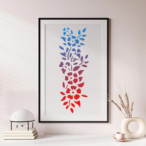 12 Pcs Leaves & Floral Stencils, 12x4.5in Flower Painting Stencils Reusable Tree Leaf Vine Drawing Templates for Painting on Wood Walls Fabric Crafts Home Decor Wall Art in Saudi Arabia