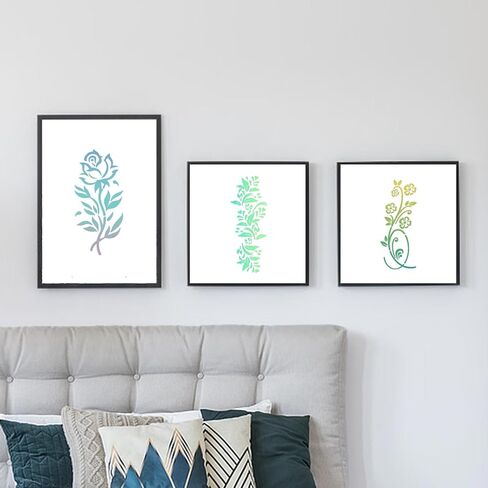 12 Pcs Leaves & Floral Stencils, 12x4.5in Flower Painting Stencils Reusable Tree Leaf Vine Drawing Templates for Painting on Wood Walls Fabric Crafts Home Decor Wall Art in Saudi Arabia