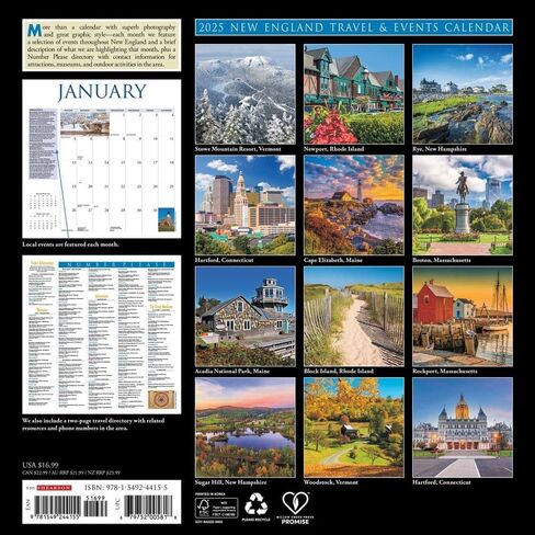 New England 2025 12" x 12" Wall Calendar in Saudi Arabia