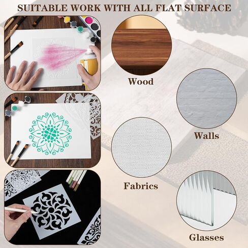 16 Pcs Reusable Mandala Stencils Mandala Painting Craft Stencils Tile Pattern Stencil Drawing Templates for Wood and Canvas DIY Painting Art Scrapbook in Saudi Arabia