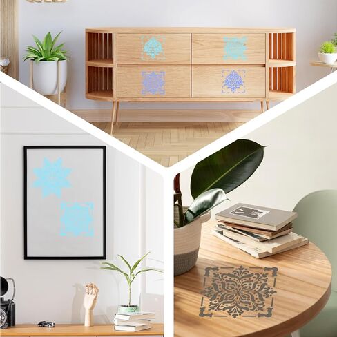 16 Pcs Reusable Mandala Stencils Mandala Painting Craft Stencils Tile Pattern Stencil Drawing Templates for Wood and Canvas DIY Painting Art Scrapbook in Saudi Arabia