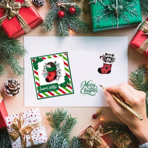 Globleland Christmas Dog Gift Clear Silicone Stamp Metal Owl Owl Raccoon Hedgehog Cuts Die Cuts Merry Christmas Bareing Paint Craft Stencils for Card Making Scrapbooking Craft DIY in Saudi Arabia