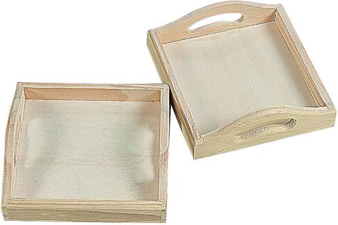 DIY Mini Wood Trays - Bulk Set of 12 Unfinished Wood Tray - Paintable Crafts Supplies in Saudi Arabia