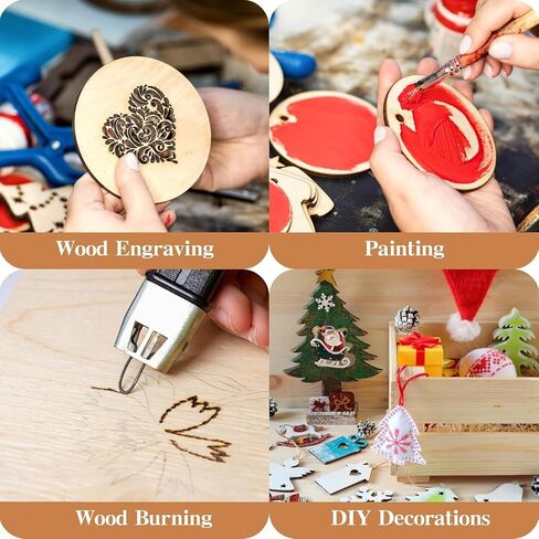MoDooris 80 Pcs Unfinished Round Wood Slices 4" Natural Wooden Non-Slip Coasters 5mm Wooden Circle Board for DIY Craft, Engraving, Wood Burning, Pyrography, Drawing in Kuwait
