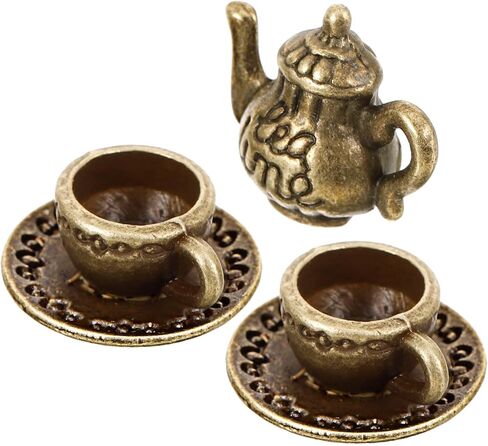 Artibetter Vintage Mini Tea Cup & Tiny Tea مجموعة لإكسسوارات Dollhouse ، فنجان قهوة مصغرة للتماثيل - Girls Dollhouse Coffee Shop Association for Propositer Props in Kuwait