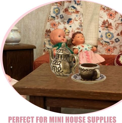 Artibetter Vintage Mini Tea Cup & Tiny Tea مجموعة لإكسسوارات Dollhouse ، فنجان قهوة مصغرة للتماثيل - Girls Dollhouse Coffee Shop Association for Propositer Props in Kuwait