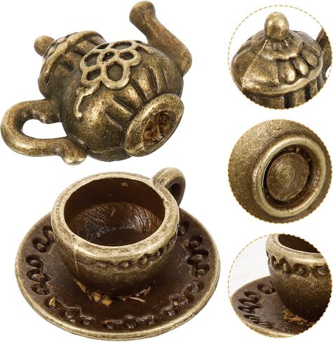 Artibetter Vintage Mini Tea Cup & Tiny Tea مجموعة لإكسسوارات Dollhouse ، فنجان قهوة مصغرة للتماثيل - Girls Dollhouse Coffee Shop Association for Propositer Props in Kuwait