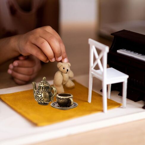 Artibetter Vintage Mini Tea Cup & Tiny Tea مجموعة لإكسسوارات Dollhouse ، فنجان قهوة مصغرة للتماثيل - Girls Dollhouse Coffee Shop Association for Propositer Props in Kuwait
