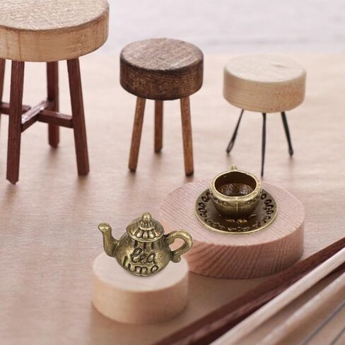 Artibetter Vintage Mini Tea Cup & Tiny Tea مجموعة لإكسسوارات Dollhouse ، فنجان قهوة مصغرة للتماثيل - Girls Dollhouse Coffee Shop Association for Propositer Props in Kuwait