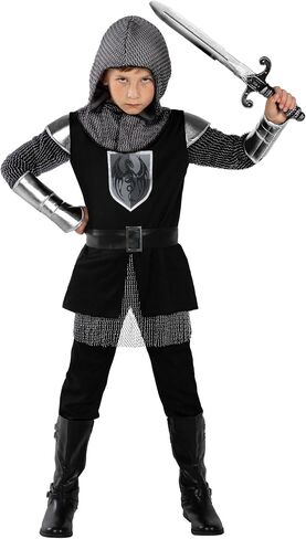 Morph Knight Costume for Boys - Black Medieval Knight Costume Kids - Warrior Halloween Comple for Boys Renaissance in Saudi Arabia