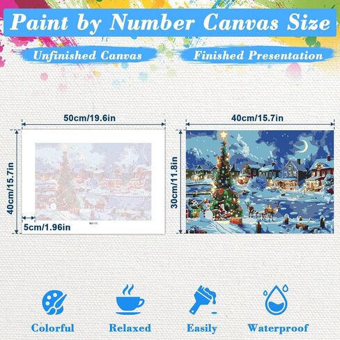 Skyboda Christmas Paint by Numbers Kit for Adults Beginners with Frame, Christmas Night Adult Paint by Number Kits on Canvas, Easy DIY Oil Painting Kits for Home Decor, 8x12in in Saudi Arabia
