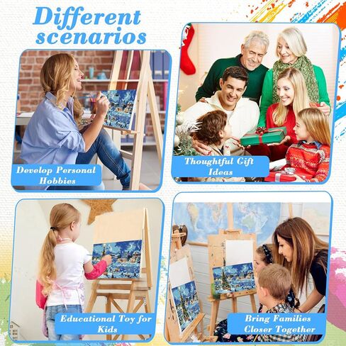 Skyboda Christmas Paint by Numbers Kit for Adults Beginners with Frame, Christmas Night Adult Paint by Number Kits on Canvas, Easy DIY Oil Painting Kits for Home Decor, 8x12in in Saudi Arabia
