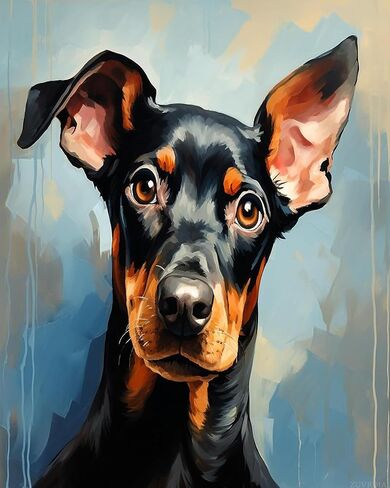ZUVRDIAI Cute Animal Dog Paint by Number, Doberman Pinscher, Explore The Creative Experience of Digital Art, 40x50cm, Without Frame in Saudi Arabia