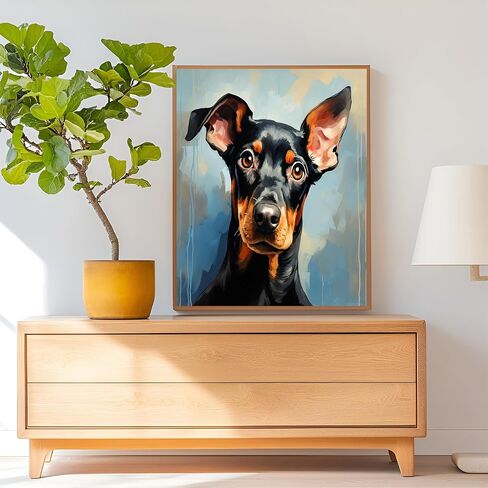 ZUVRDIAI Cute Animal Dog Paint by Number, Doberman Pinscher, Explore The Creative Experience of Digital Art, 40x50cm, Without Frame in Saudi Arabia