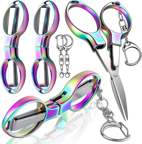 4Pcs Folding Travel Scissors, Mini Stainless Steel Badge Scissor for Nurses, Small Portable Pocket Foldable Scissors for Craft, Sewing, Office, Home in Saudi Arabia