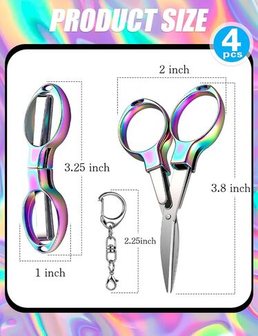 4Pcs Folding Travel Scissors, Mini Stainless Steel Badge Scissor for Nurses, Small Portable Pocket Foldable Scissors for Craft, Sewing, Office, Home in Saudi Arabia