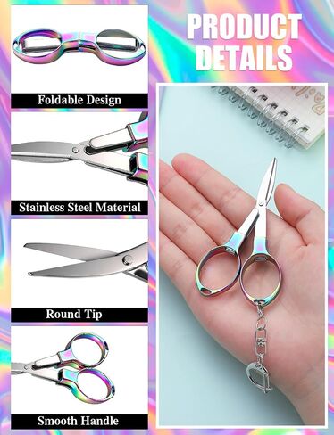 4Pcs Folding Travel Scissors, Mini Stainless Steel Badge Scissor for Nurses, Small Portable Pocket Foldable Scissors for Craft, Sewing, Office, Home in Saudi Arabia