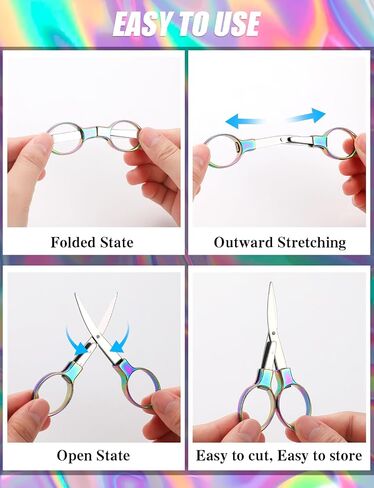 4Pcs Folding Travel Scissors, Mini Stainless Steel Badge Scissor for Nurses, Small Portable Pocket Foldable Scissors for Craft, Sewing, Office, Home in Saudi Arabia
