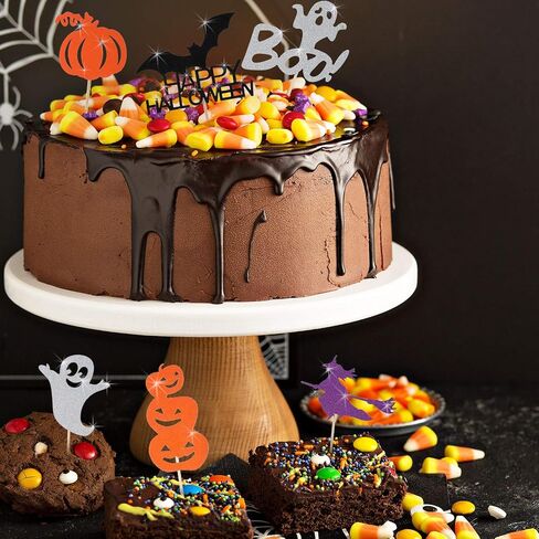 Blulu 98 PCS Halloween Cupcake Toppers ، مع الخفافيش ، واليقطين ، والشبح ، والساحرة ، ويب العنكبوت ، وقطات القطط لكعك الحفلات في الهالوين ، والطعام ، والكوكتيلات ، وزينة المقبلات ، in Saudi Arabia