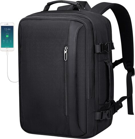 PIJUSHI Travel Backpack for Women Men Expandable Carry on Luggage Backpack Airline Approved Personal Item Laptop Bag(PE034 Black) in Kuwait