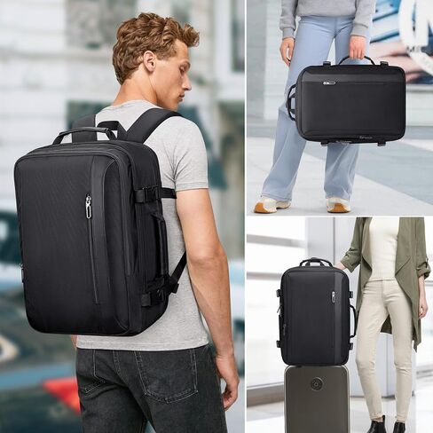 PIJUSHI Travel Backpack for Women Men Expandable Carry on Luggage Backpack Airline Approved Personal Item Laptop Bag(PE034 Black) in Kuwait