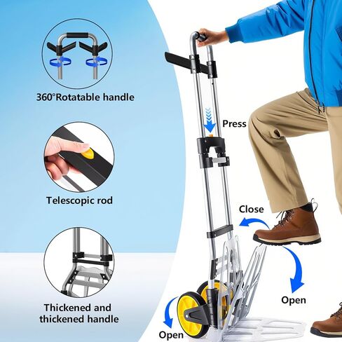 لا يتطلب Dolly القابلة للطي Garstc قابلة للطي Dolly أي مجموعة ، مزودة بمقبض تلسكوبي وعجلات مطاطية ، Dolly محمولة نحيفة للتنقل والتسوق والمكاتب (330 رطلاً) in Kuwait