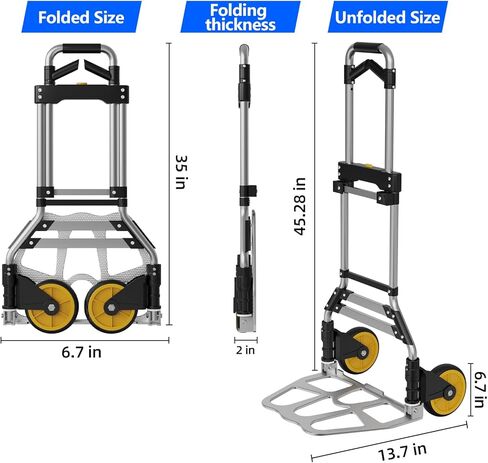 لا يتطلب Dolly القابلة للطي Garstc قابلة للطي Dolly أي مجموعة ، مزودة بمقبض تلسكوبي وعجلات مطاطية ، Dolly محمولة نحيفة للتنقل والتسوق والمكاتب (330 رطلاً) in Kuwait