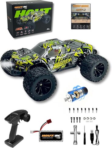 HAVT RC 1/14 Brushless Remote Control Cars for Beginners Fast 45+mph,RC Trucks 4X4 Offroad,Remote Control car for Adults,Black,3S Battery Update Acceptable in Saudi Arabia