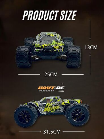 HAVT RC 1/14 Brushless Remote Control Cars for Beginners Fast 45+mph,RC Trucks 4X4 Offroad,Remote Control car for Adults,Black,3S Battery Update Acceptable in Saudi Arabia