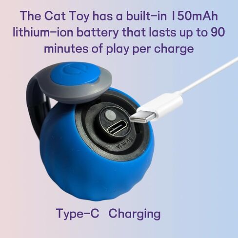 2025 تم ترقية كرة لعبة القط المتحركة ذاتية مع الذيل (حزمة)-ألعاب قابلة للتفاعل الذكية القابلة لإعادة الشحن ، والأوضاع ذات السرعة 2 ، وألعاب التمارين الداخلية المقاومة لدغة للقطط الملل (الأزرق والبرتقالي) in Kuwait